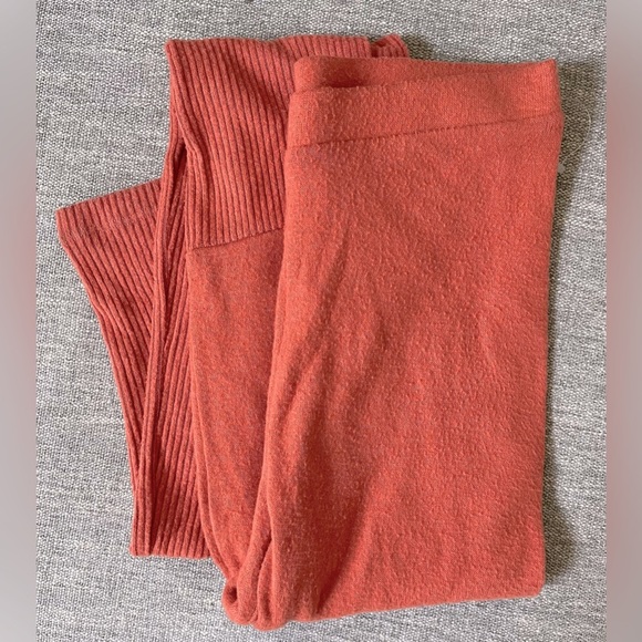 NEW FREE PEOPLE - Cozy High Waist Smooth & Ribbed Leggings in Burnt Orange/Rust - Picture 5 of 5